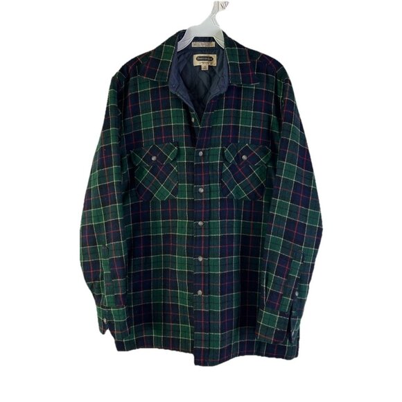 VTG 90s Wool Plaid Insulated Flannel Button Shirt Jacket Streetwear - Picture 1 of 7